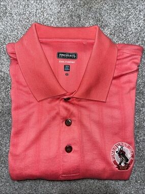 Pinehurst Pro Shop Men’s No.2 Pink Stripe Oversize Polo Golf Shirt-M/L